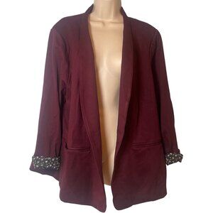 NWT Skies Are Blue Curvy Open Front Knit Blazer Size 2X Purple Contrasting Cuffs